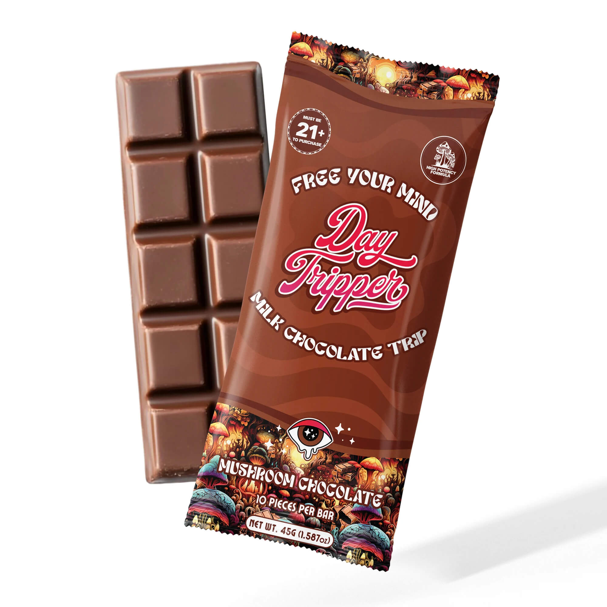 Day Tripper Chocolate Mushroom Bar|10 Milk Chocolate Mushroom Squares Injoy Extracts Day Tripper Chocolate Mushroom Bar|10 Milk Chocolate Mushroom Squares Injoy Extracts