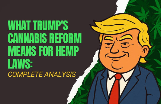 Hemp plants and legal documents showing Trump administration cannabis rescheduling impact on hemp laws and regulations