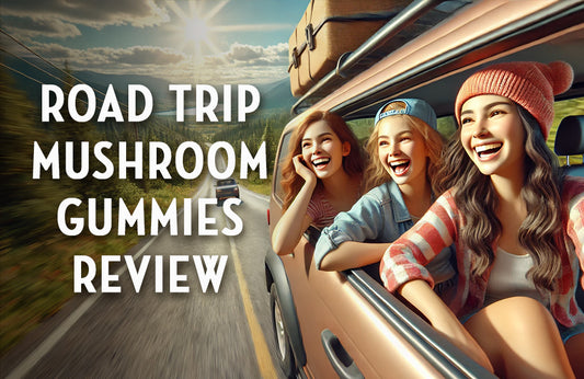 A picture of 3 girls in a car which is the cover for the article, Road Trip Gummies Review.