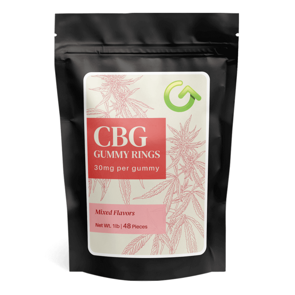 picture of the package containing CBG gummies with 30mg of CBG per gummy