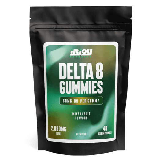 A bag of 60mg Delta 8 Gummy Rings, displaying the potent and flavorful rings, ideal for those seeking a relaxing and enjoyable Delta 8 experience.
