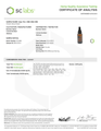 certificate of analysis for CBN, CBD, and CBG tincture ensuring potency and quality.