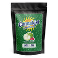 Cannakist Delta 8 Gummies 50mg Raspberry and Apple flavor in black resealable bag with green label – 50 count.