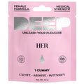 DEEP Female Enhancement Gummies, strawberry-flavored libido booster, herbal terpene blend, safe and legal.