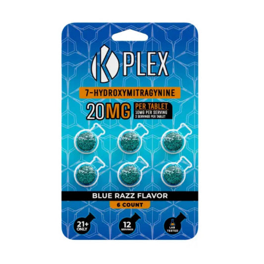 K Plex 7-OH Tablets packaging, highlighting precise dosing for relaxation and focus.