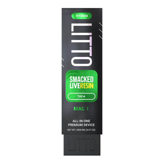 LITTO Hemp's MAC 1 Indica Disposable Vape Pen offers 2,000mg THCA, a unique flavor, and is rechargeable and discreet.