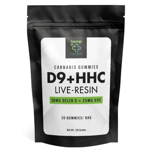 Discover HHC live resin Gummies with 25mg HHC & 10mg Live Resin Delta 9 THC per piece. Vegan, natural flavors, 30 per bag for ultimate relaxation.