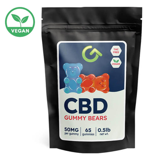 A Photo rendering of Good CBD's 50mg vegan CBD gummy bears.