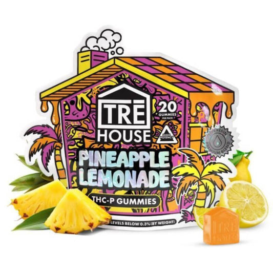 Tre House Pineapple Lemonade flavor THC-P Gummies with 20 gummies per pouch. 