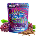 Wunder potent magic mushroom and  kava gummies packaging with grapes and kava sticks.