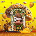 Product advertisment graphic for YUMZ mango nootropic magic mushroom gummies. 