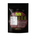 Back of Enjoy Shrooms Bulk Tropical Fruit Gummies packaging showing ingredients, bulk count, and storage details.