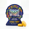 Ferris Wheel Citrus Twist Kanna party blend tablet packaging with carnival ferris wheel graphic and citrus orange yellow themed design available at InJoy Extracts