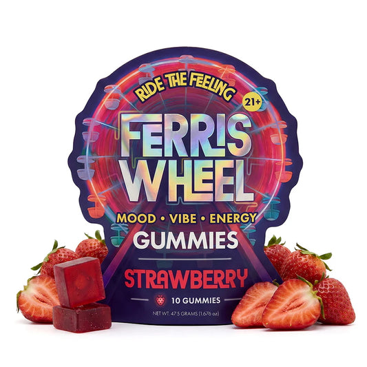 Strawberry variant image: Ferris Wheel Strawberry Kanna Gummies pouch, 10 count