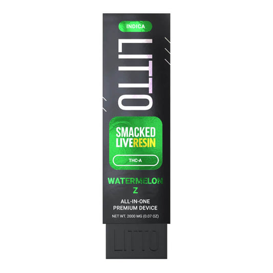 A photo rendition of LITTO Hemp's Watermelon Z Indica Disposable Vape Pen offers 2,000mg THCA.