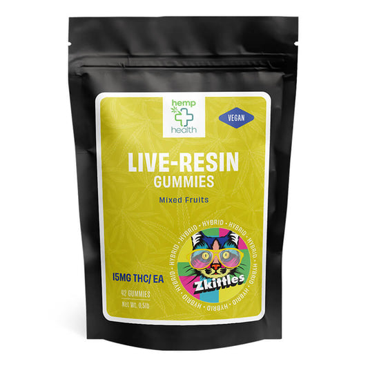 Zkittles live resin gummies packaging front.