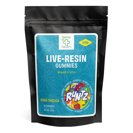 Runtz live resin gummies packaging front.