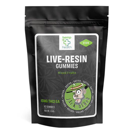 Jack Herer live resin gummies packaging front.