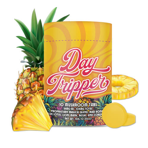 Day Tripper pineapple Mushroom and Blue Lotus Extract Tablets - Quick-dissolve tablets infused with mad honey for mood boost.