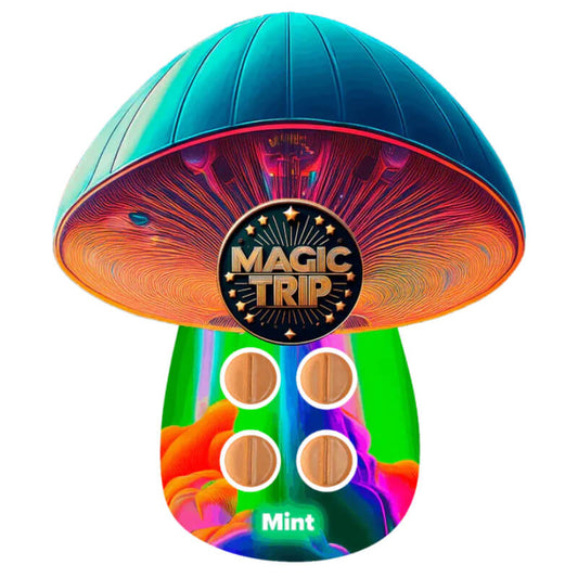 Magic Trip Mint Magic Mushroom Tablets 4 count blister pack with cool mint design.
