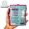 A picture of the back packaging showing the nutrition facts for Mochi magic mushroom gummies lychee berries. 