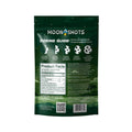 Moonshots Magic Mushroom Gummies green apple 10 count bag with dosing guide, ingredients, and product facts.