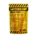 Back of Mothership Mango Mushroom Gummies packaging showing ingredients, extra strength blend, and usage details.