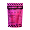Back of Mothership Pink Lemonade Mushroom Gummies packaging showing ingredients, extra strength blend, and directions.
