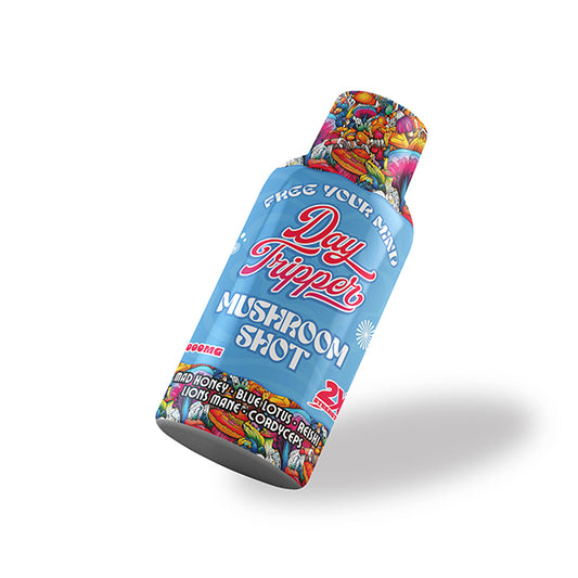 Magic mushroom Syrup 2000mg with Mad Honey, Blue Lotus, Reishi, Lion's Mane, and Cordycep from Day Tripper.
