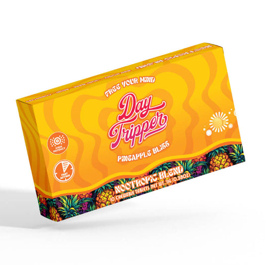 Day Tripper pineapple Mushroom and Blue Lotus Extract Tablets - Quick-dissolve tablets infused with mad honey for mood boost.