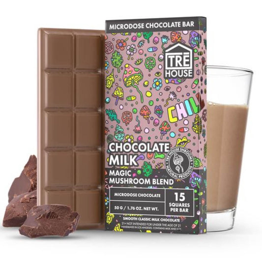 Rich Chocolate Milk Flavor Mushroom Chocolate Bar  with 15 squares per bar.