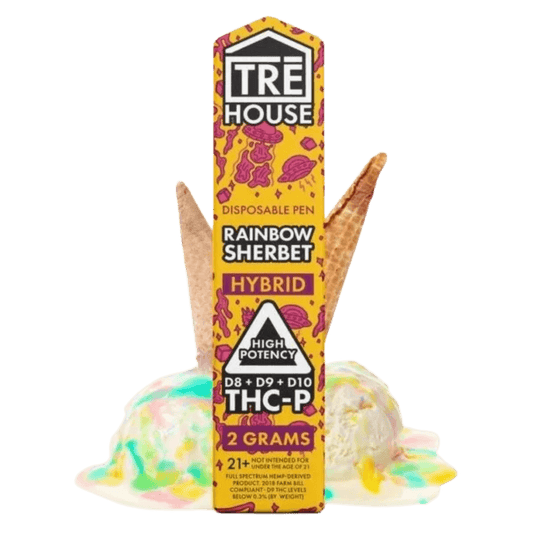trehouse rainbow sherbert disposable vape pen with THCP, Delta 8, Delta 10 and Delta 9