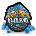 Packaging of TRE House Mushroom Gummies Blue Raspberry flavor on a white background