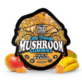 TRĒ House Juicy Mango mushroom gummies extra-strength 10 count bag highlighting upgraded formula and tropical mango flavor.