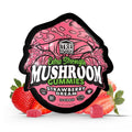 TRĒ House Strawberry Dream mushroom gummies, extra-strength 10 count bag, highlighting upgraded formula and strawberry flavor.
