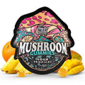 sour tropical flavor tre house mushroom gummies.