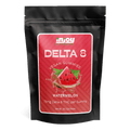 Bag of Watermelon Bliss 75mg Delta 8 Gummies, featuring luscious watermelon flavor and top-tier vegan ingredients for a refreshing experience.