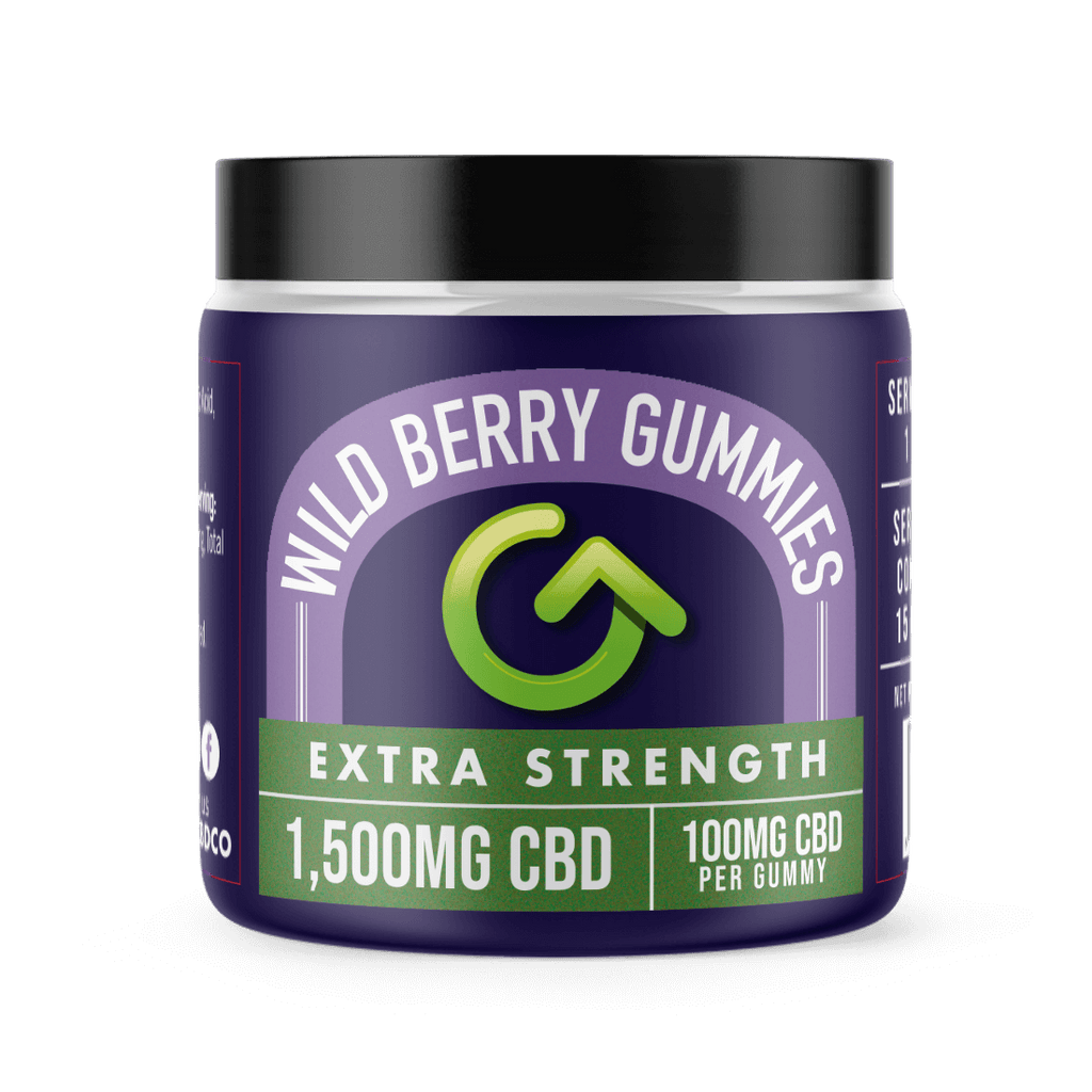 100mg Extra Strength CBD Gummies, wild berry flavor 