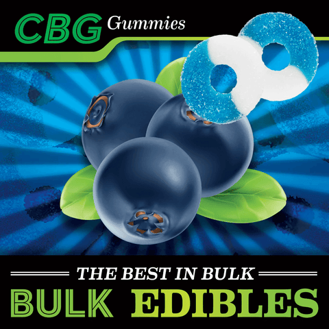 CBG Gummies - 25mg - Bulk CBG Blue Razz rings - Injoy Extracts